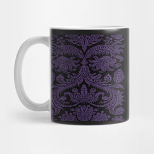 Lilac Purple on Black Gothic Royal Medieval Damask Scrolls Mug